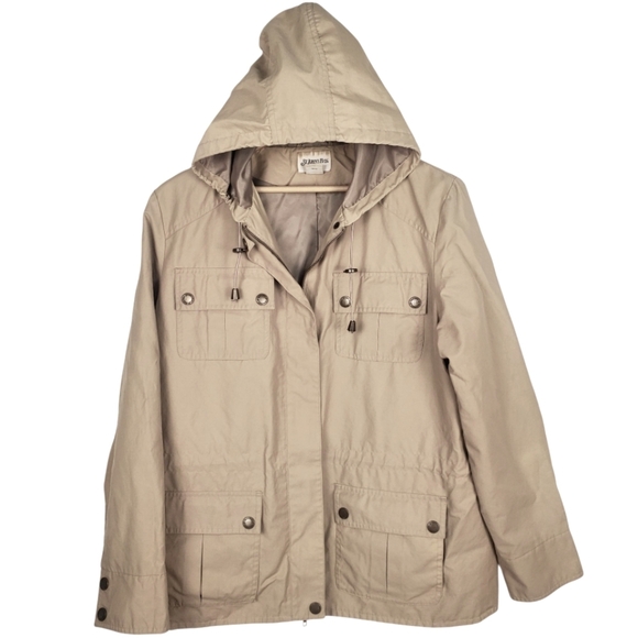 St. John's Bay Beige Hooded Utility Jacket. LG. B0030 - Picture 1 of 13